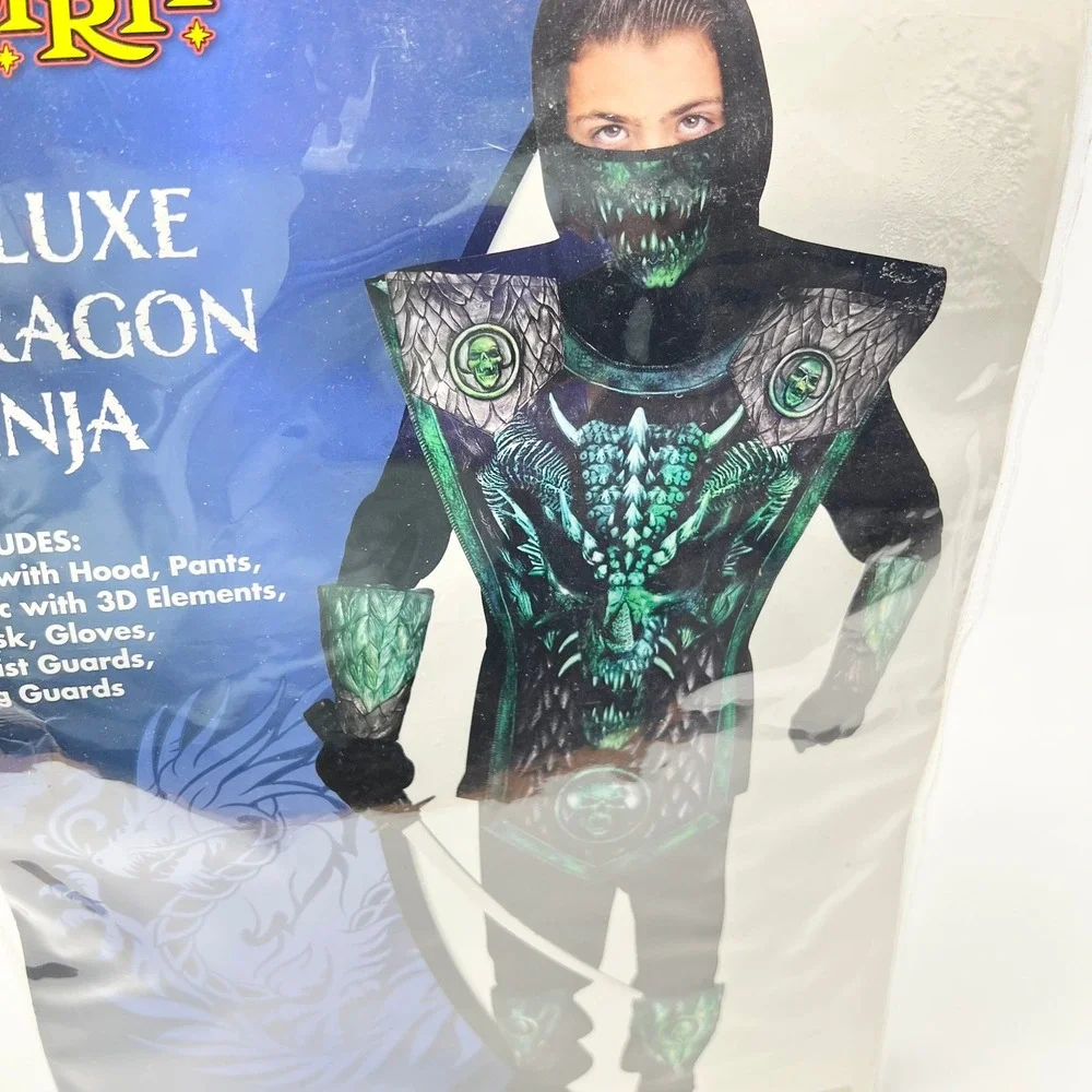 Spirit Halloween Deluxe Dragon Ninja‎ Costume Green Kids Size Small 4-6
